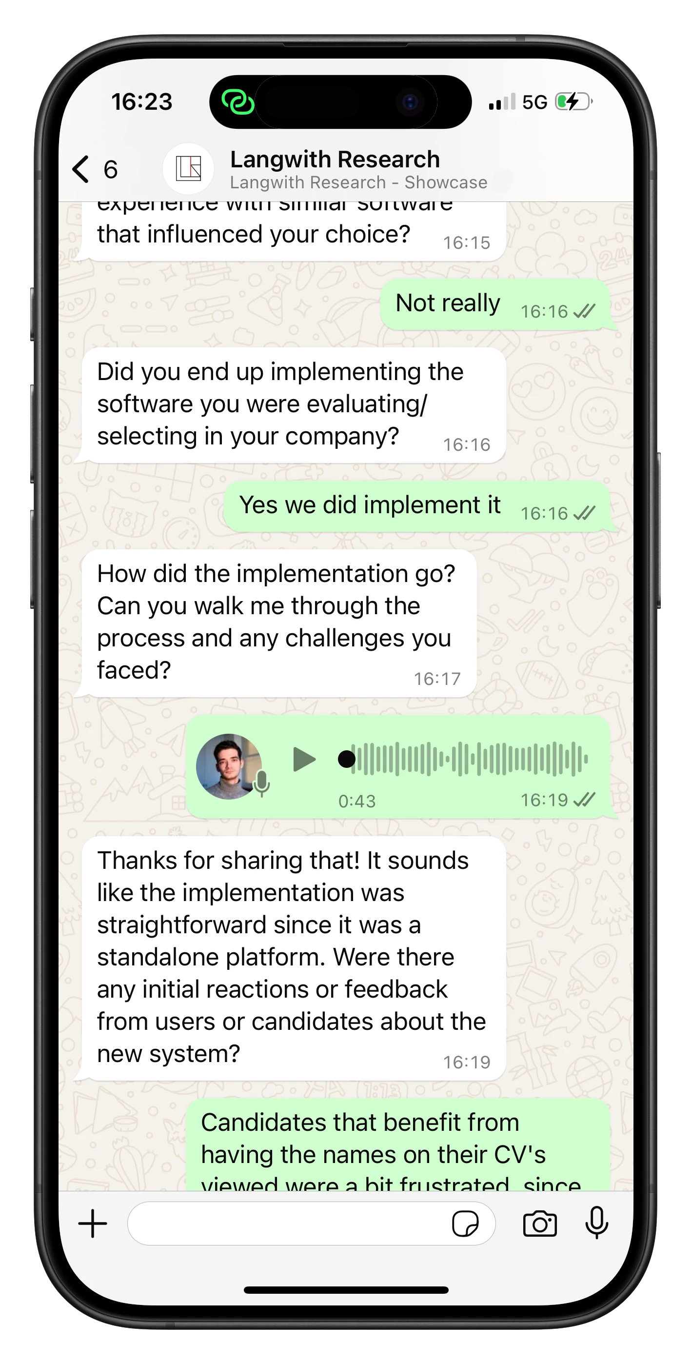 Chat sample from WhatsApp